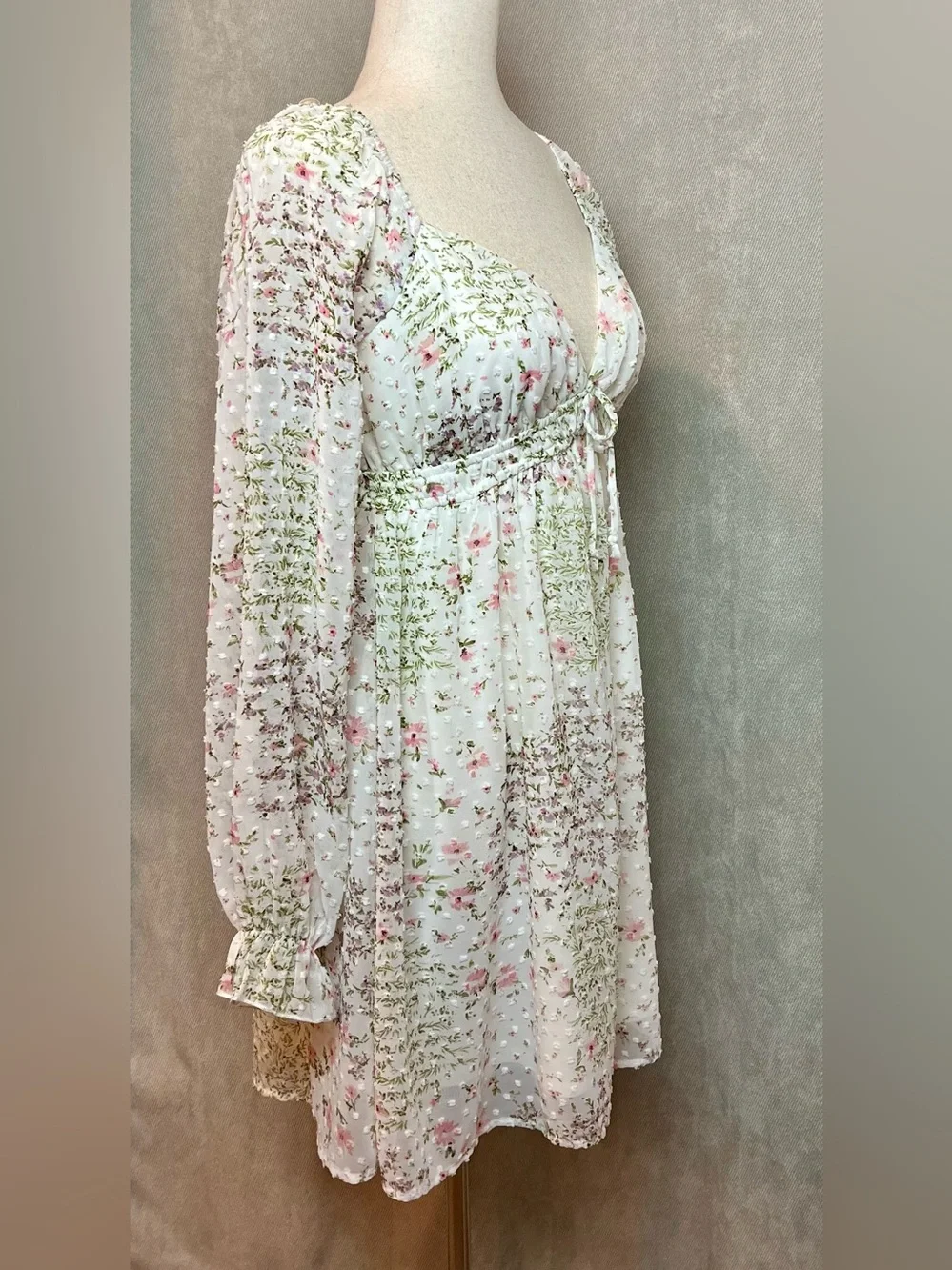 Thirty Thirty LA Floral Swiss Dot Babydoll Dress large